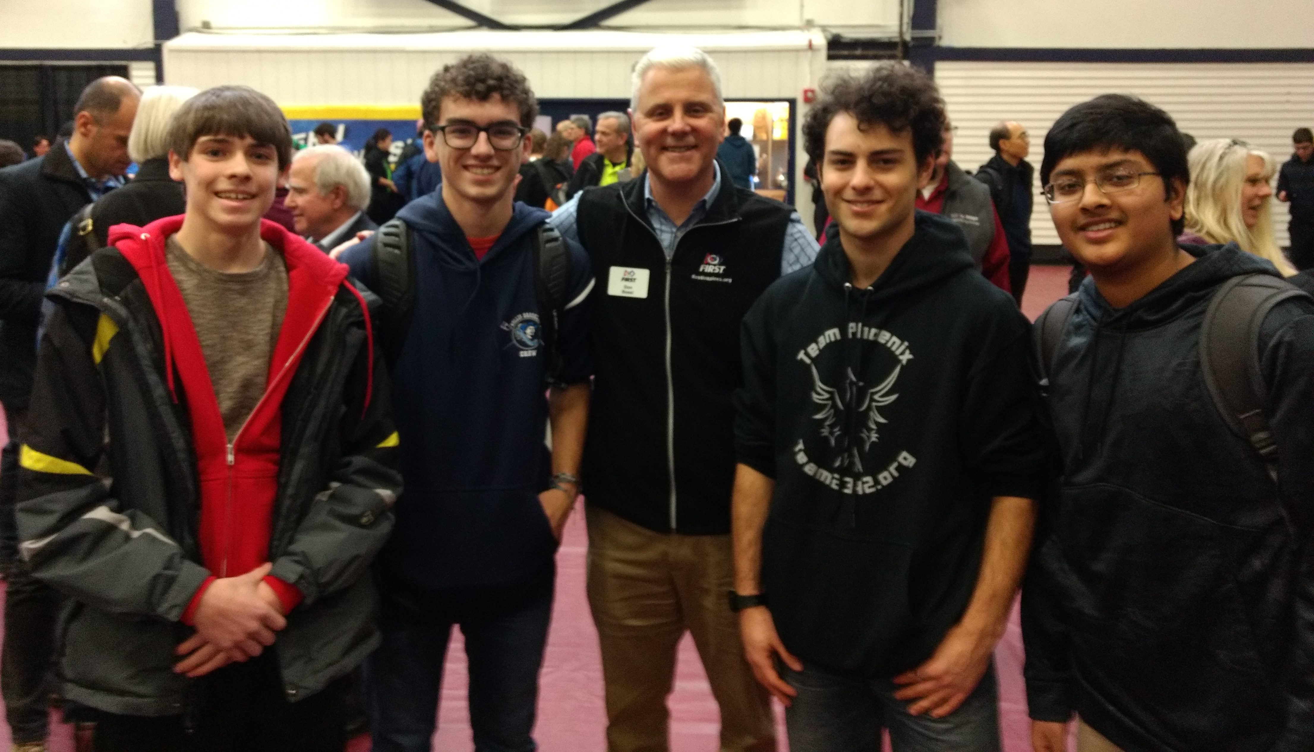 Don Bossi, president of FIRST, with some of our student team members at SNHU
